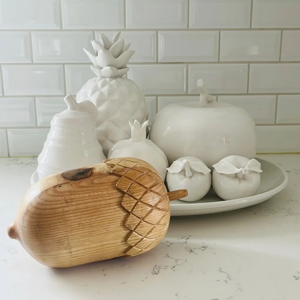 Crate&Barrel Large Wood Acorn Sculpture